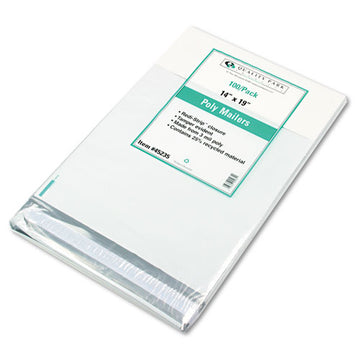 Quality Park™ Redi-strip Poly Mailer, #6, Square Flap, Redi-strip Closure, 14 X 19, White, 100-pack freeshipping - TVN Wholesale
